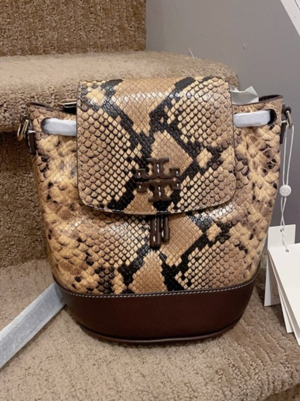 Tory Burch Thea Exotic Mini Bucket Backpack Bag